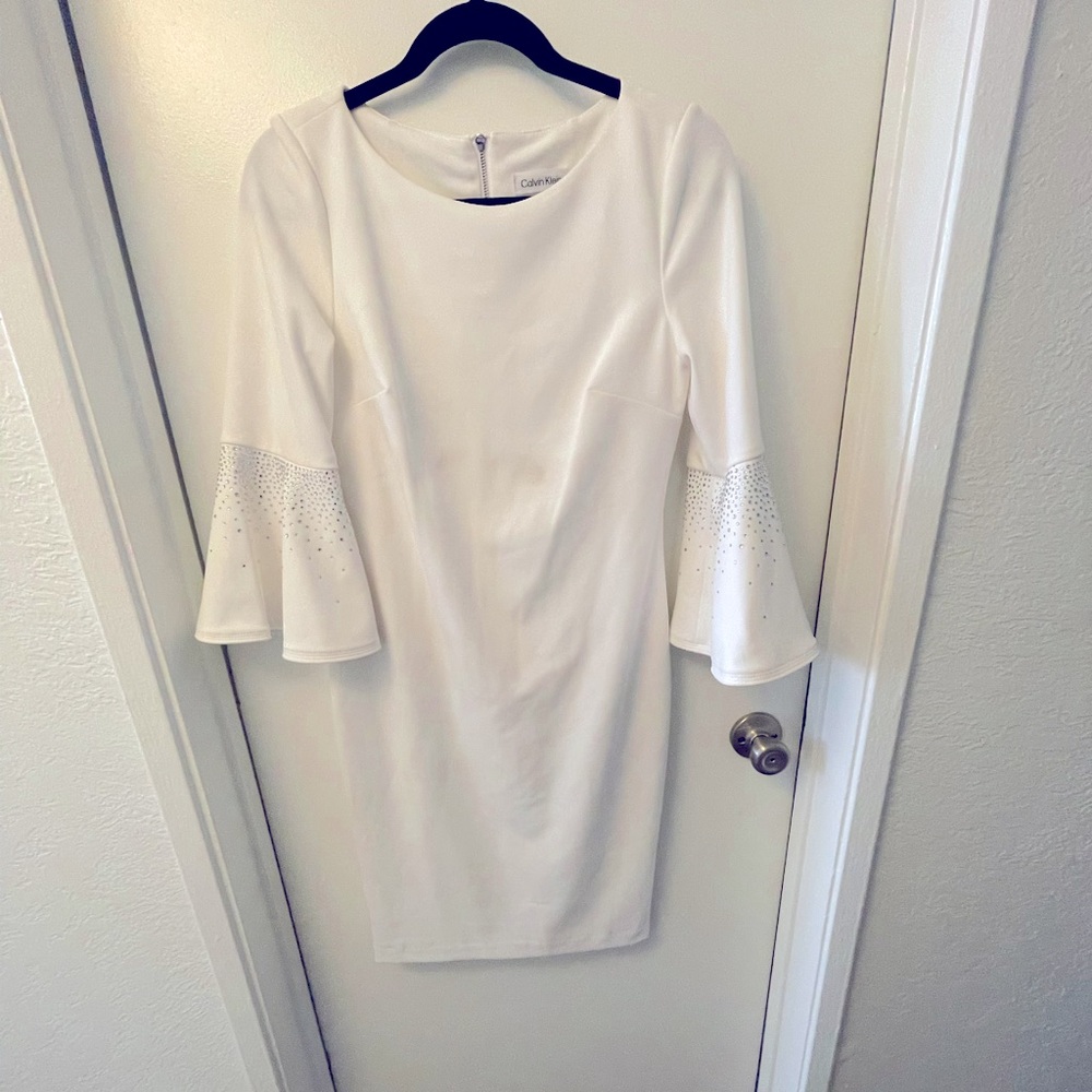 Calvin Klein White Bell Sleeve Dress